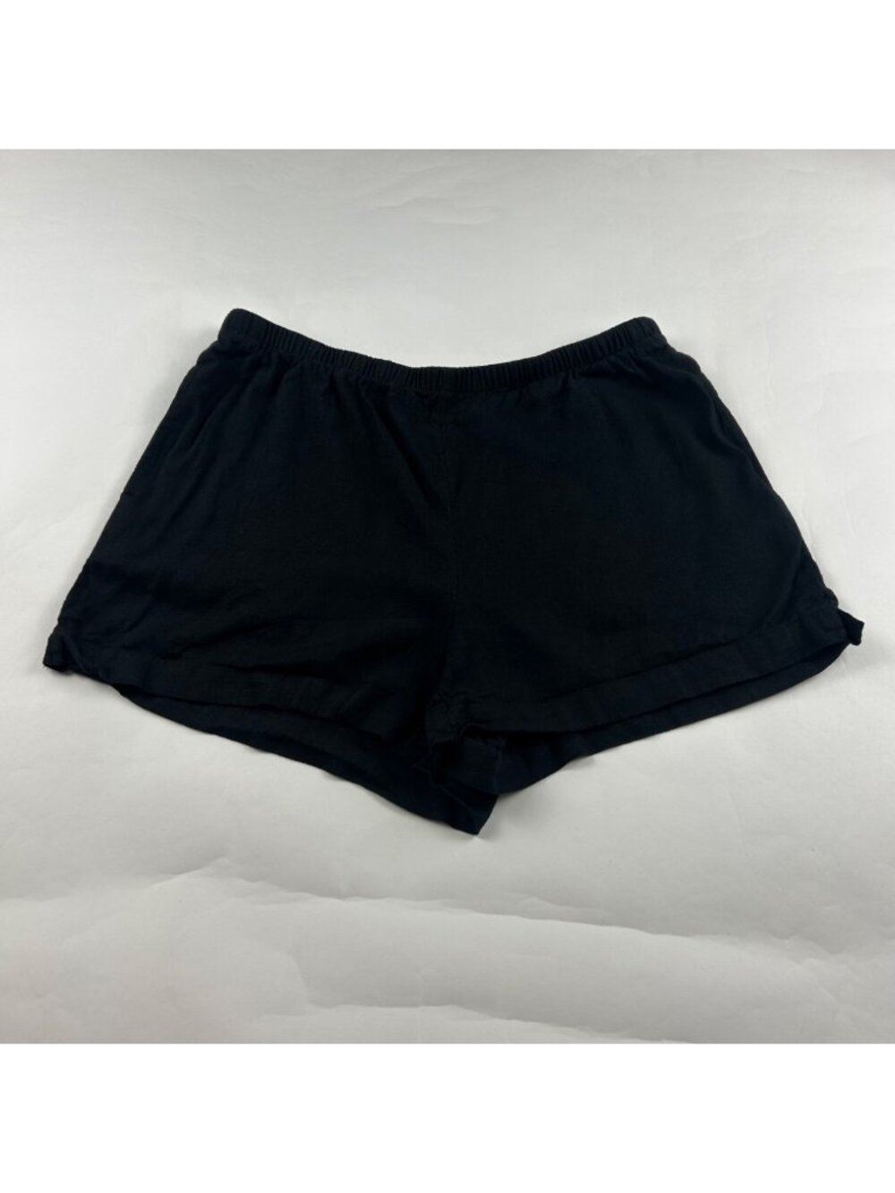 A New Day Black Linen Blend Pull On Shorts S
